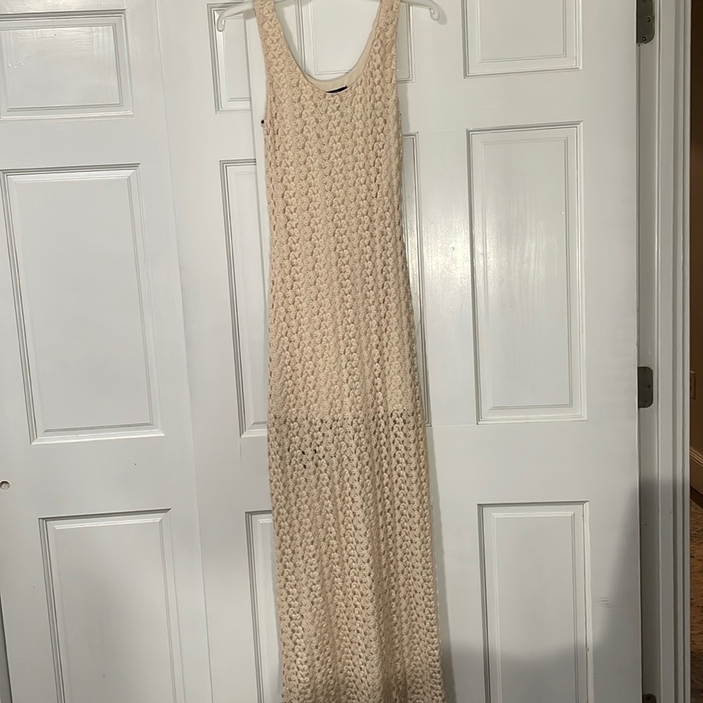 Forever 21, Sleeveless knit maxi dress, Tan/Cream, Size Small